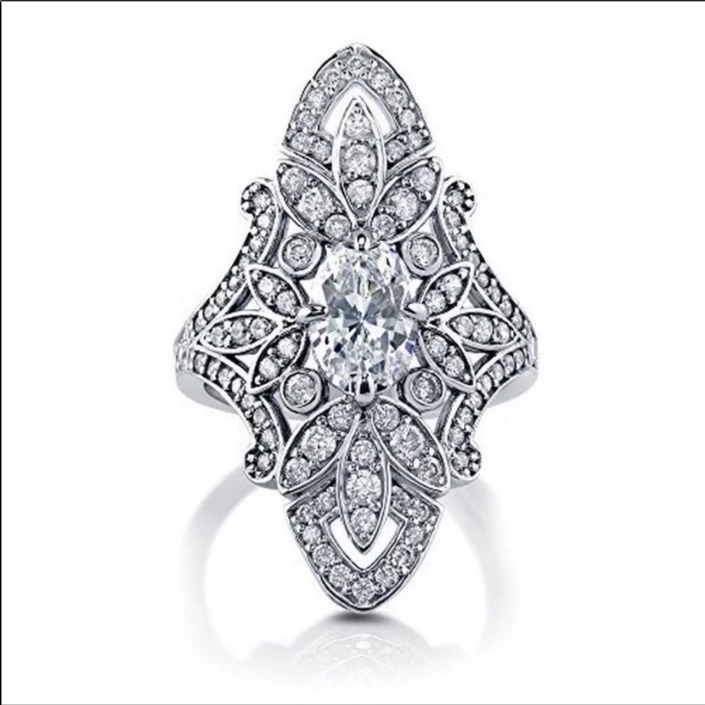 New Luxury 925 Sterling Silver Diamond Lovely Ring - Picture 5 of 5